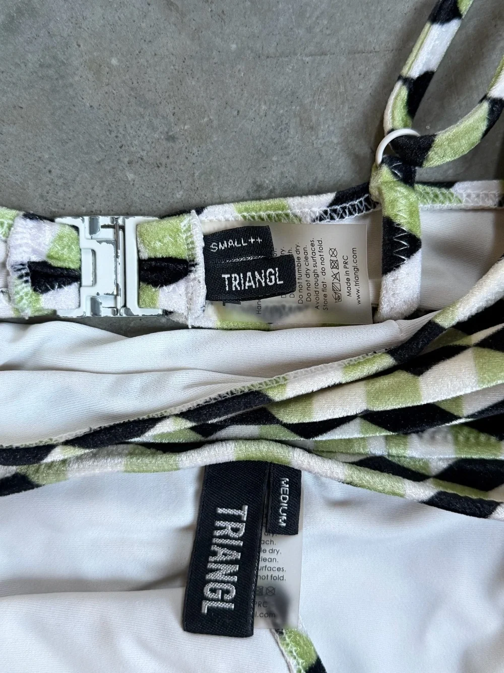 Triangl swimwear Black, White and Lime Geometric Bikini Set!